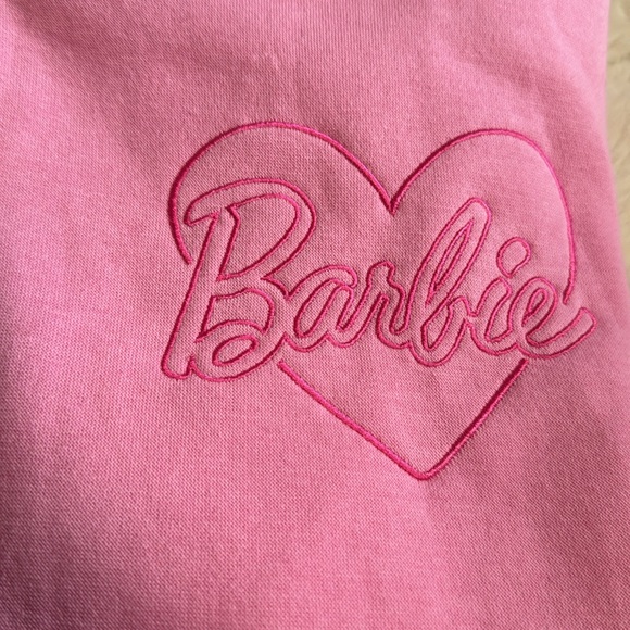 Barbie Pink Track Suit Pullover Top with 1/4 Zipper Sweatshirt Womens size Large - Picture 7 of 8